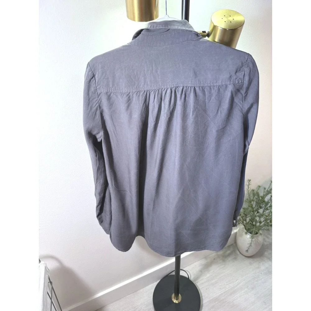 Maeve tencel tie front loose fit flowy comfort slate gray cooling‎ layer SM euc